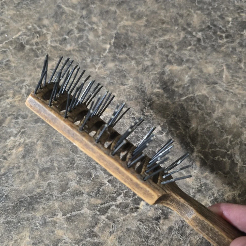 Vintage Goody Faux Wood Grain Hair Brush Nylon‎ Bristles Smoothing Brown 7.5